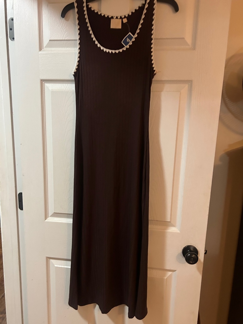 Good Luck Gem Brown Maxi Dress with Cream Trim